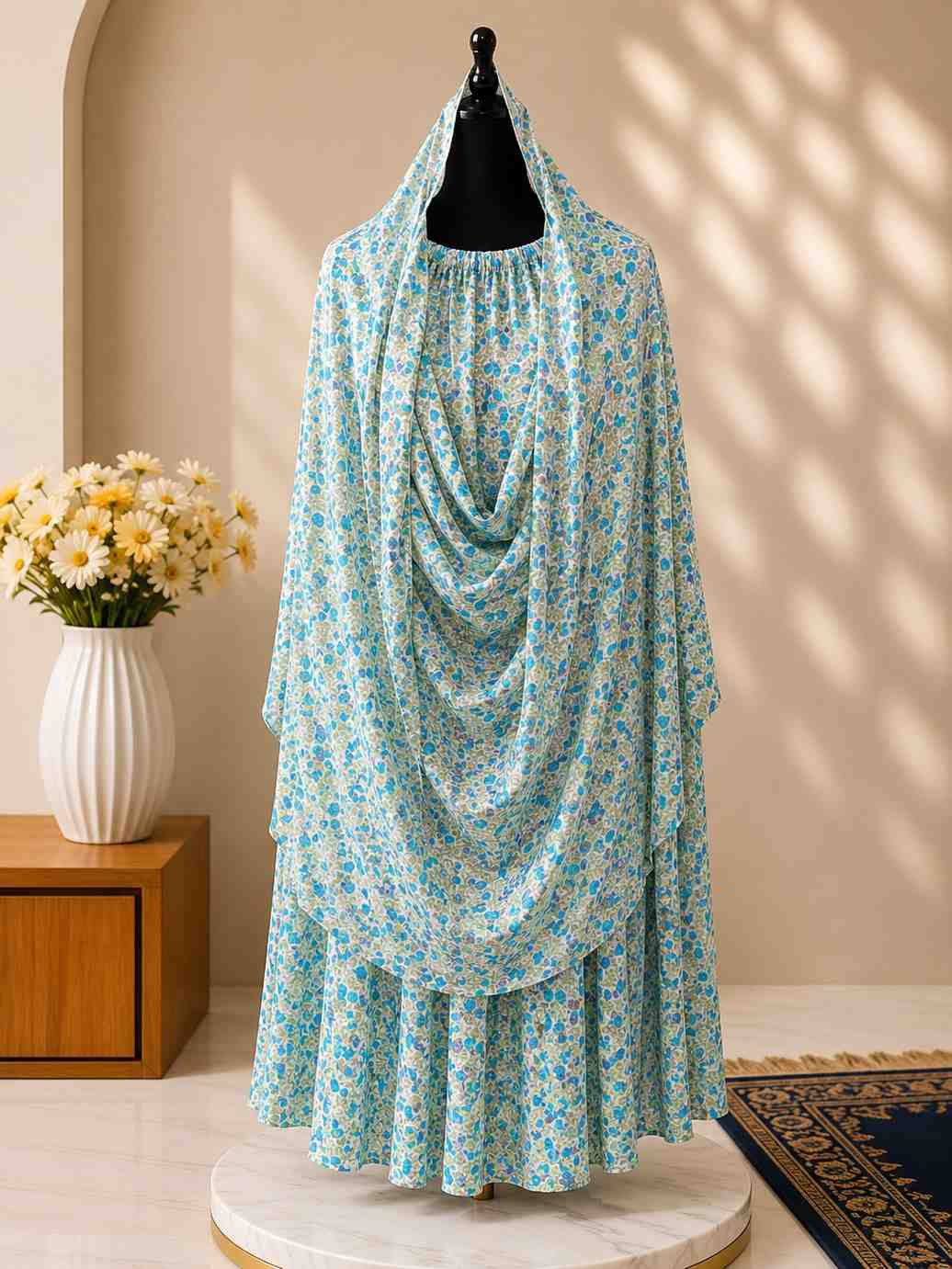 5 🩶 Silver Bloom Hijab - Image 1