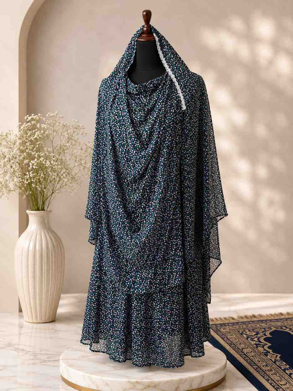 KB 💙 Blue Petal Hijab - Image 1